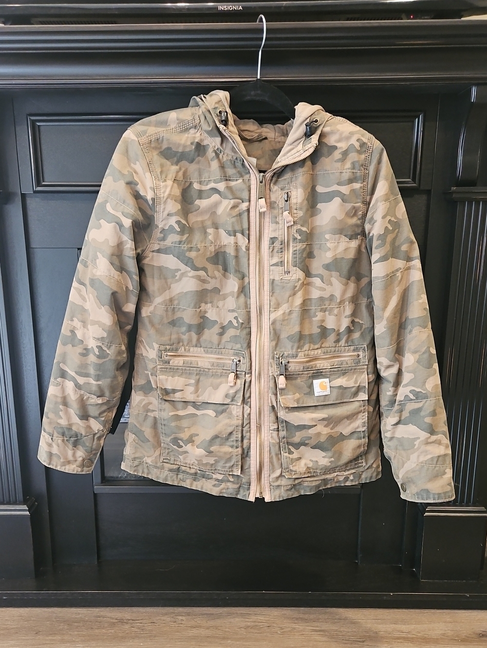 Carhartt Tan & Olive Camo Hooded Work Jacket
